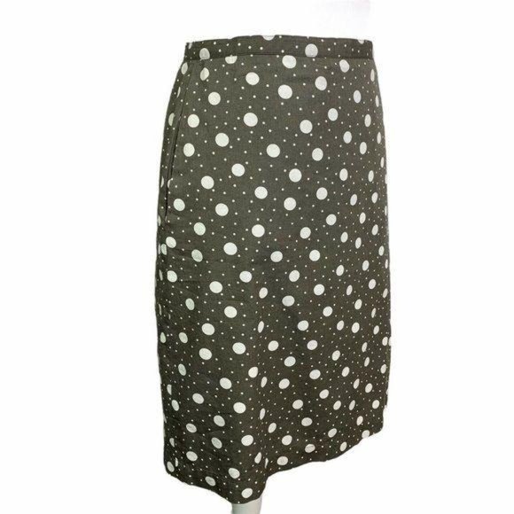 Boden Gray White Polka Dot Cotton A Line Skirt - Picture 3 of 9